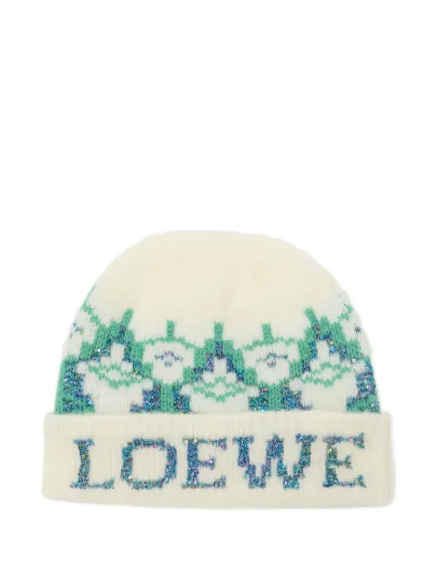 LOEWE sequin-embellished patterned beanie