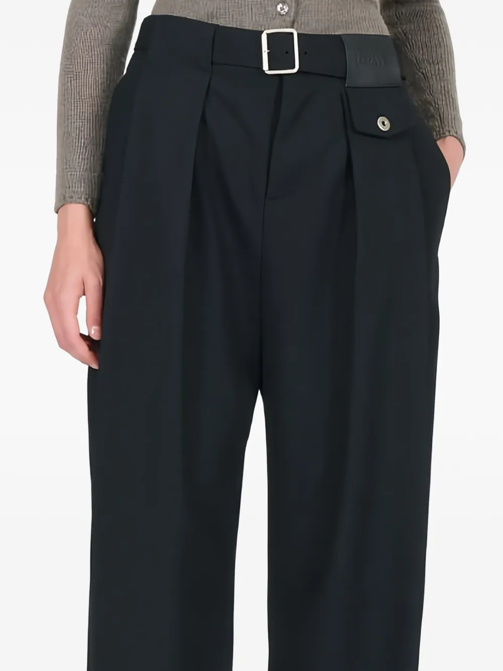 LOEWE Plooibroek met ceintuur Zwart
