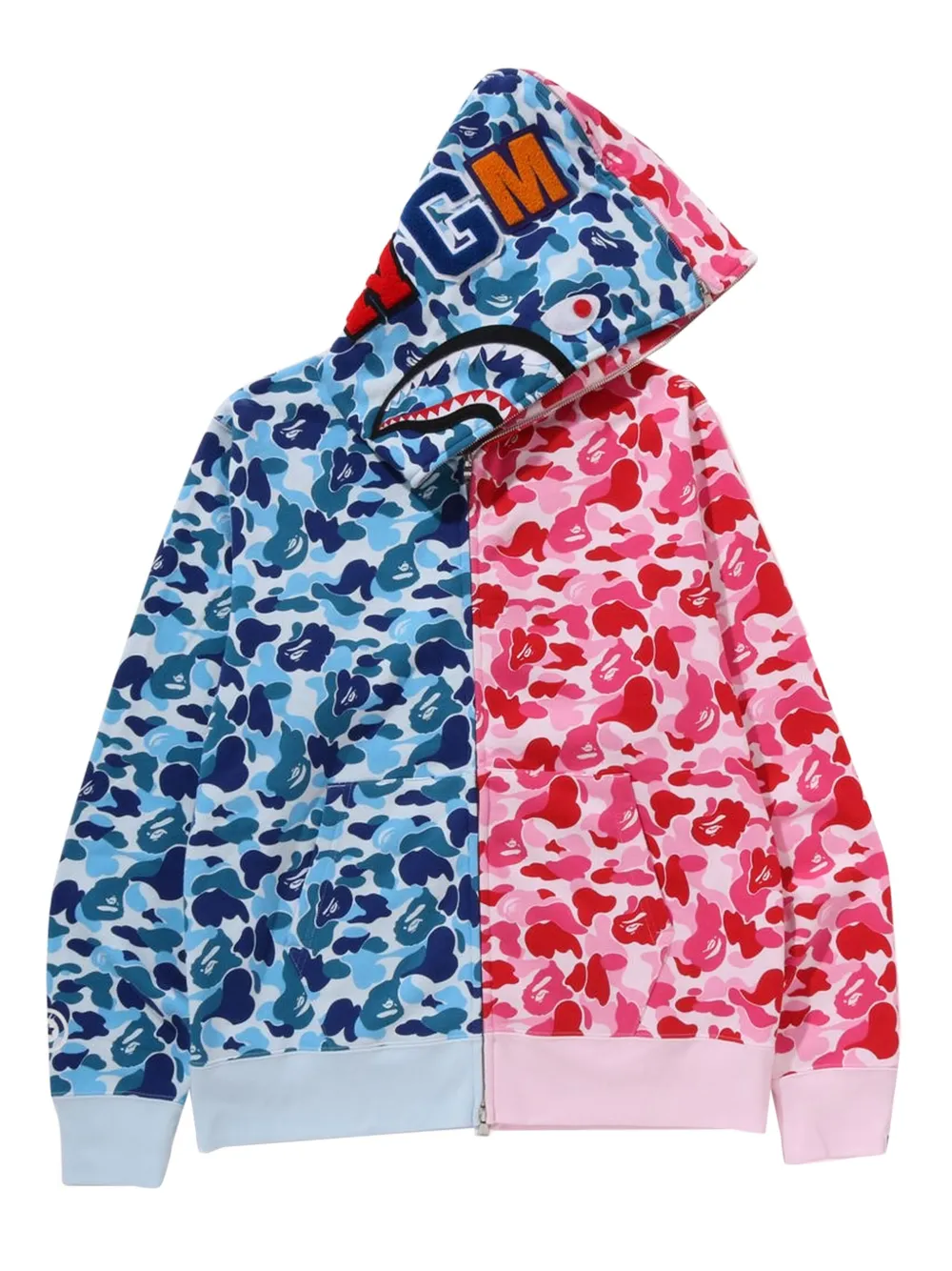 A BATHING APE Abc Camos Separate Shark hoodie met rits Blauw