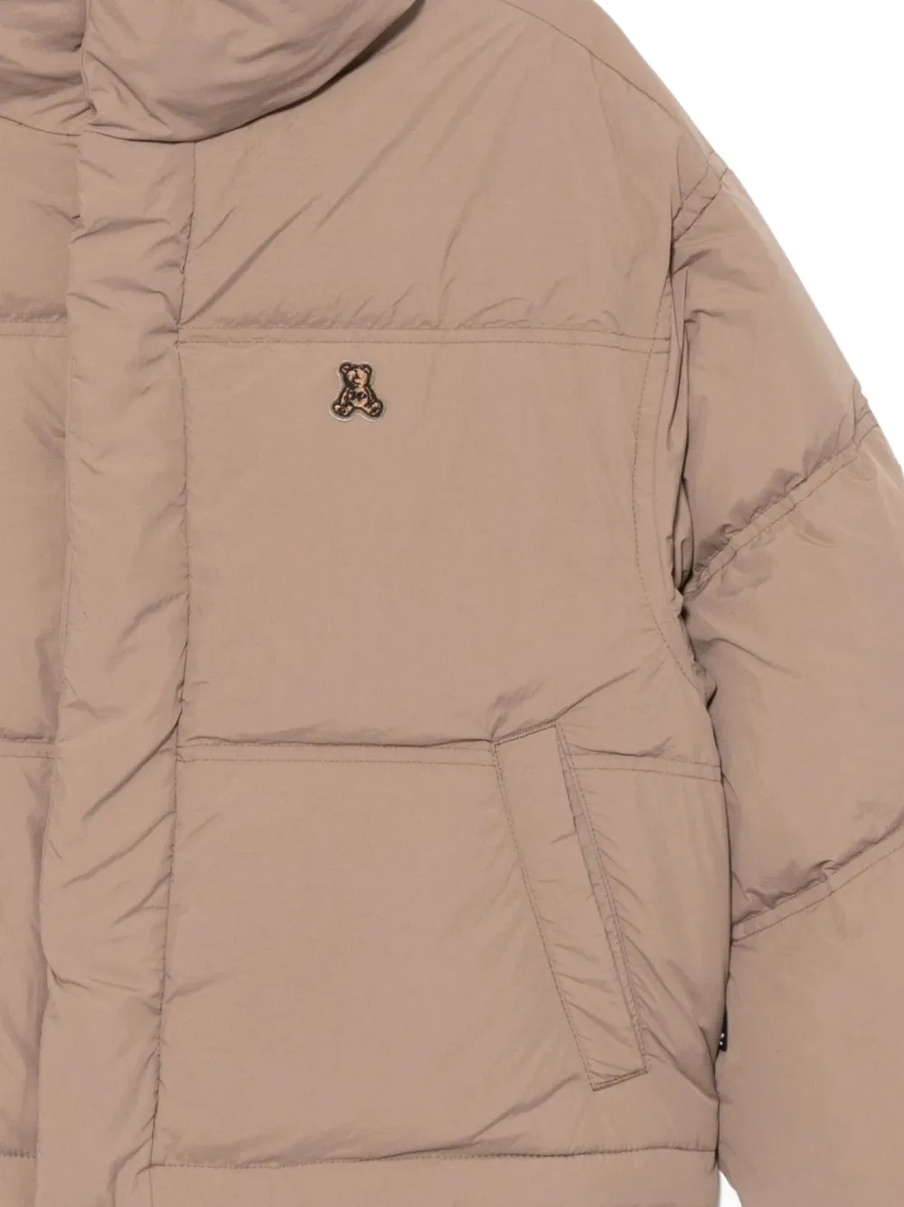 Izzue Bear-embroidered Puffer Jacket In Brown