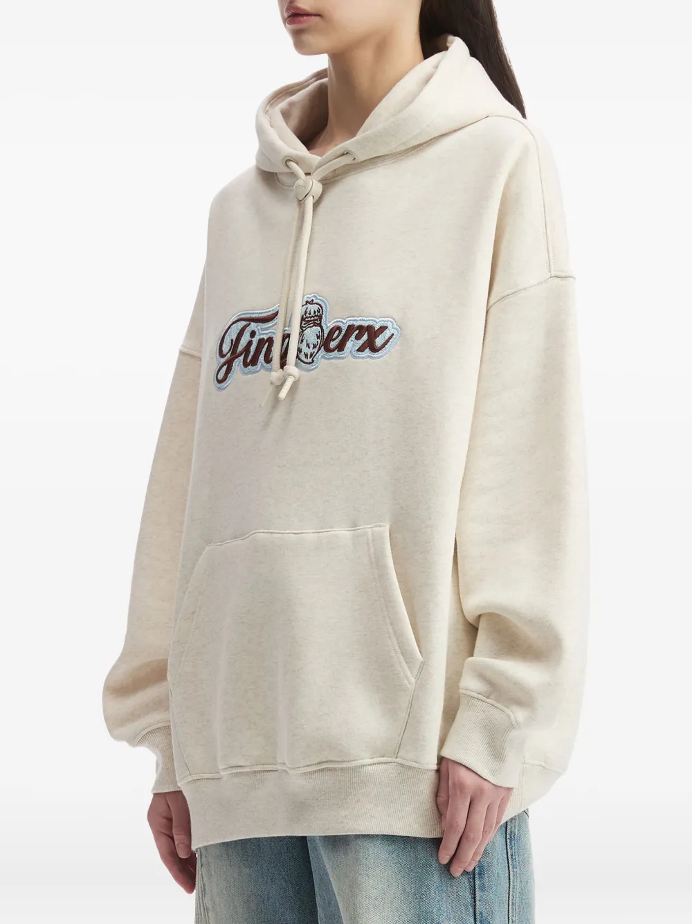 Fingercroxx Logo-embroidery Hooded Sweatshirt In Neutral