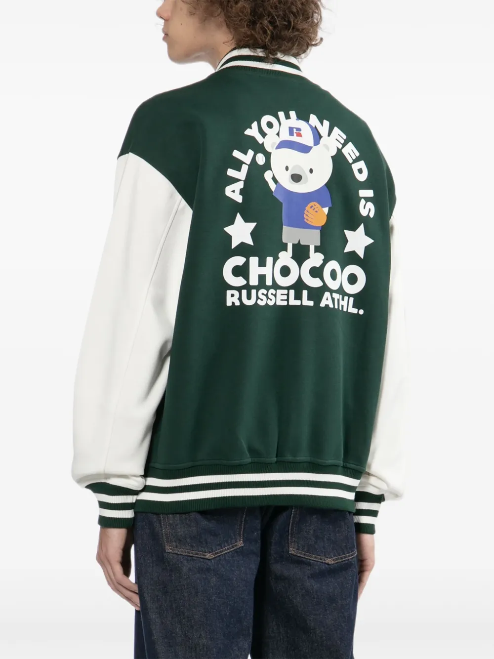 CHOCOOLATE x Russell Athletic jack met geborduurde beer Groen