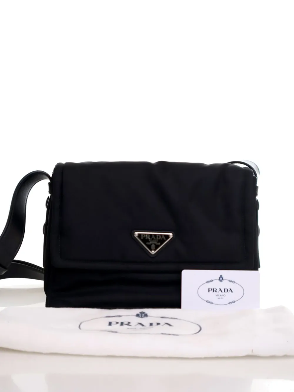 Pre-owned Prada 2019-2025 Small Re Nylon Padded Traveller Shoulder Bag In Black