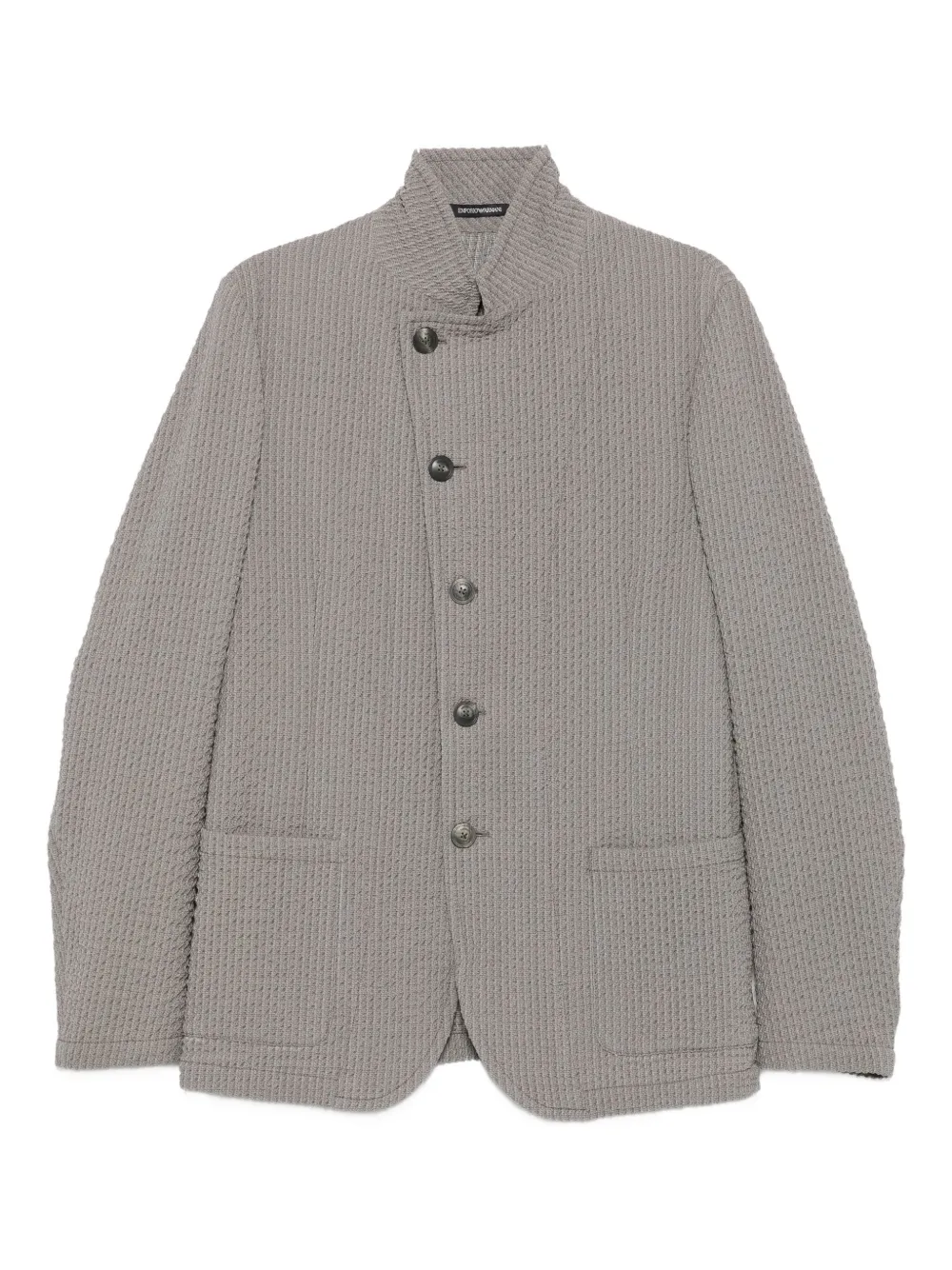 Emporio Armani Virgin Wool Blend Textured Fabric Jacket In Brown
