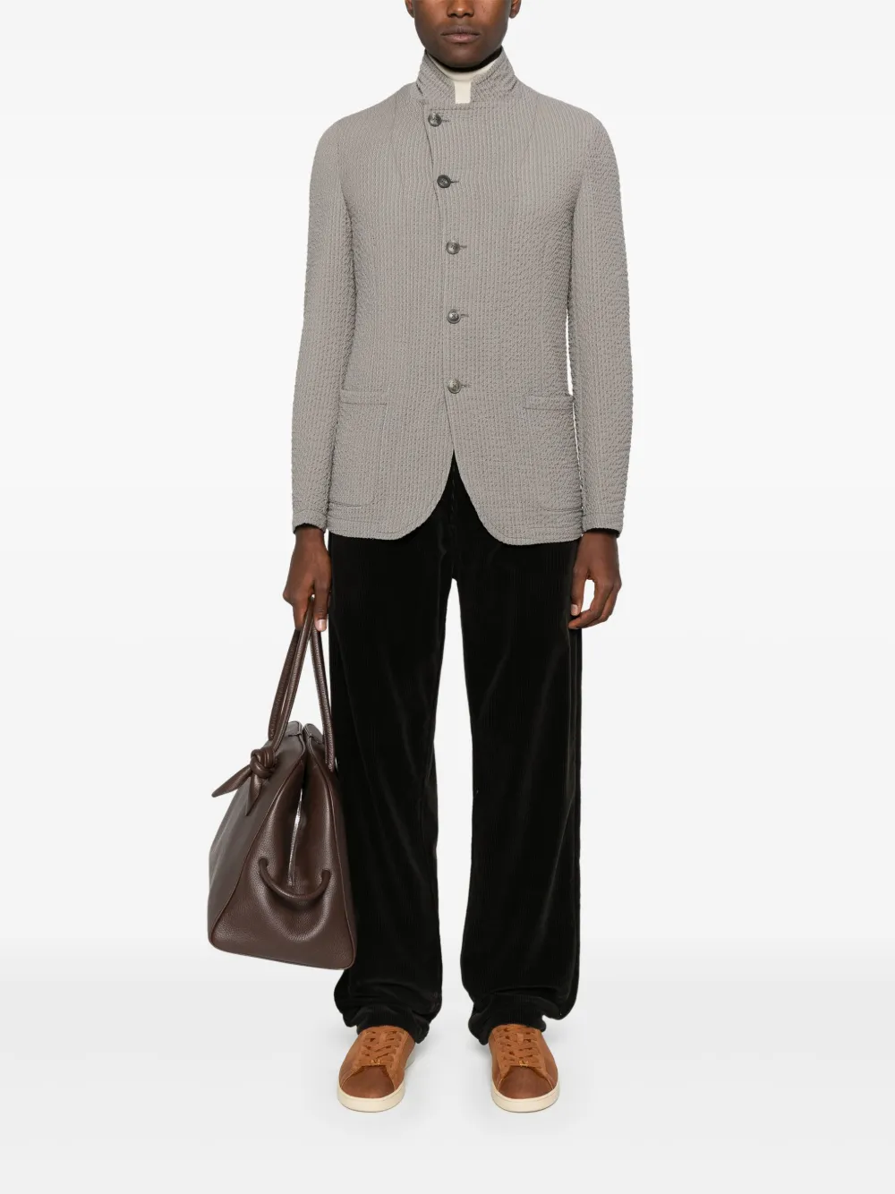 Emporio Armani Shirtjack van scheerwol Grijs