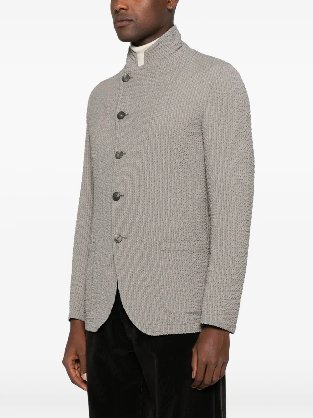 Emporio Armani Shirtjack van scheerwol Grijs