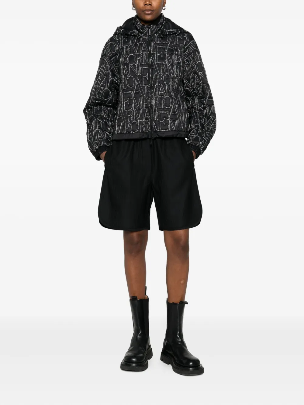 Emporio Armani Donsjack met logo Zwart