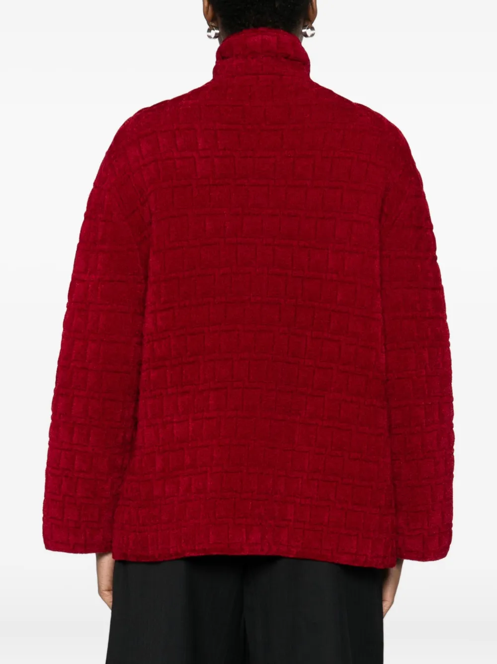 Emporio Armani Embossed Jacquard Chenille Jacket In Red