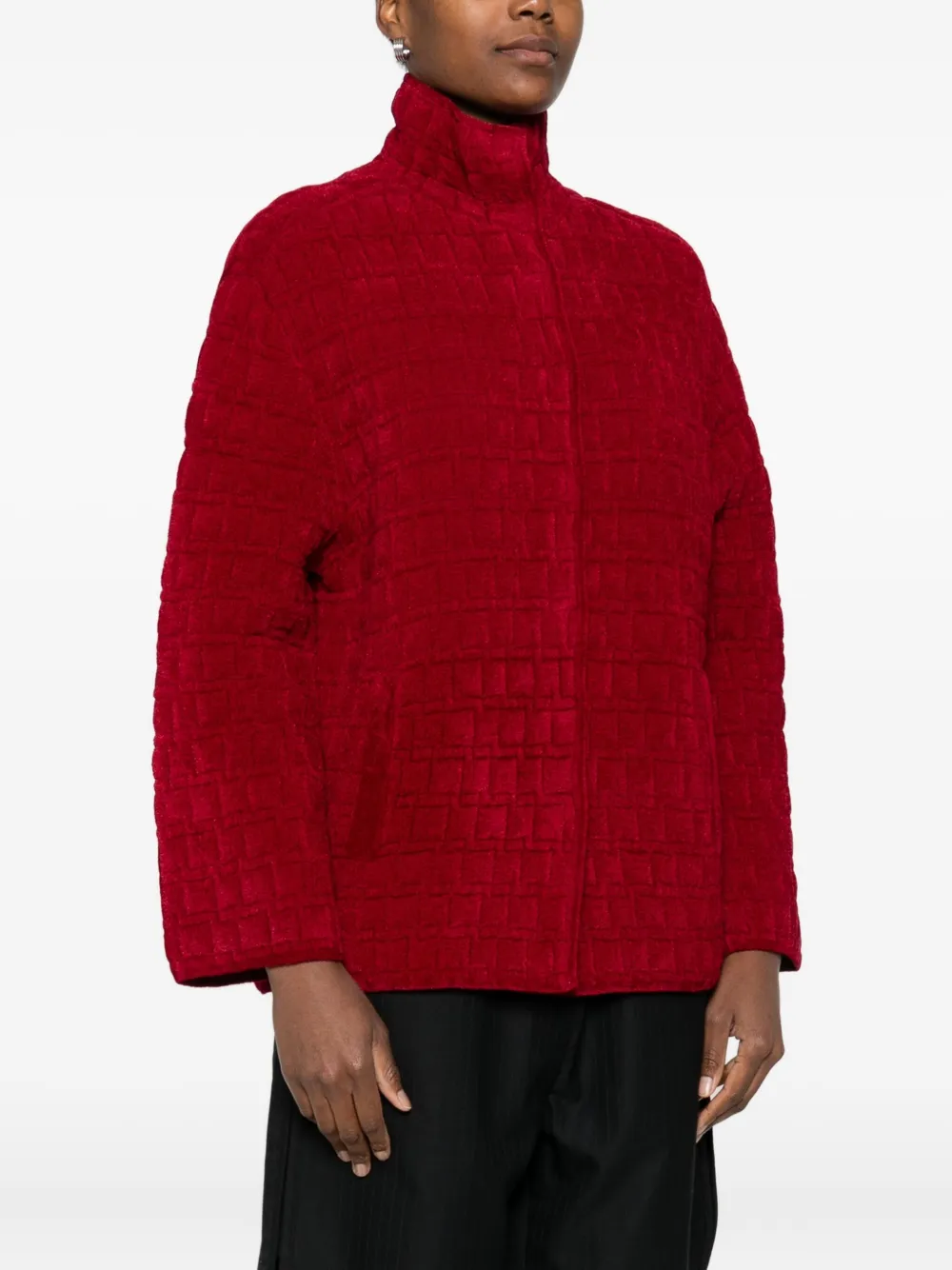 Emporio Armani Embossed Jacquard Chenille Jacket In Red
