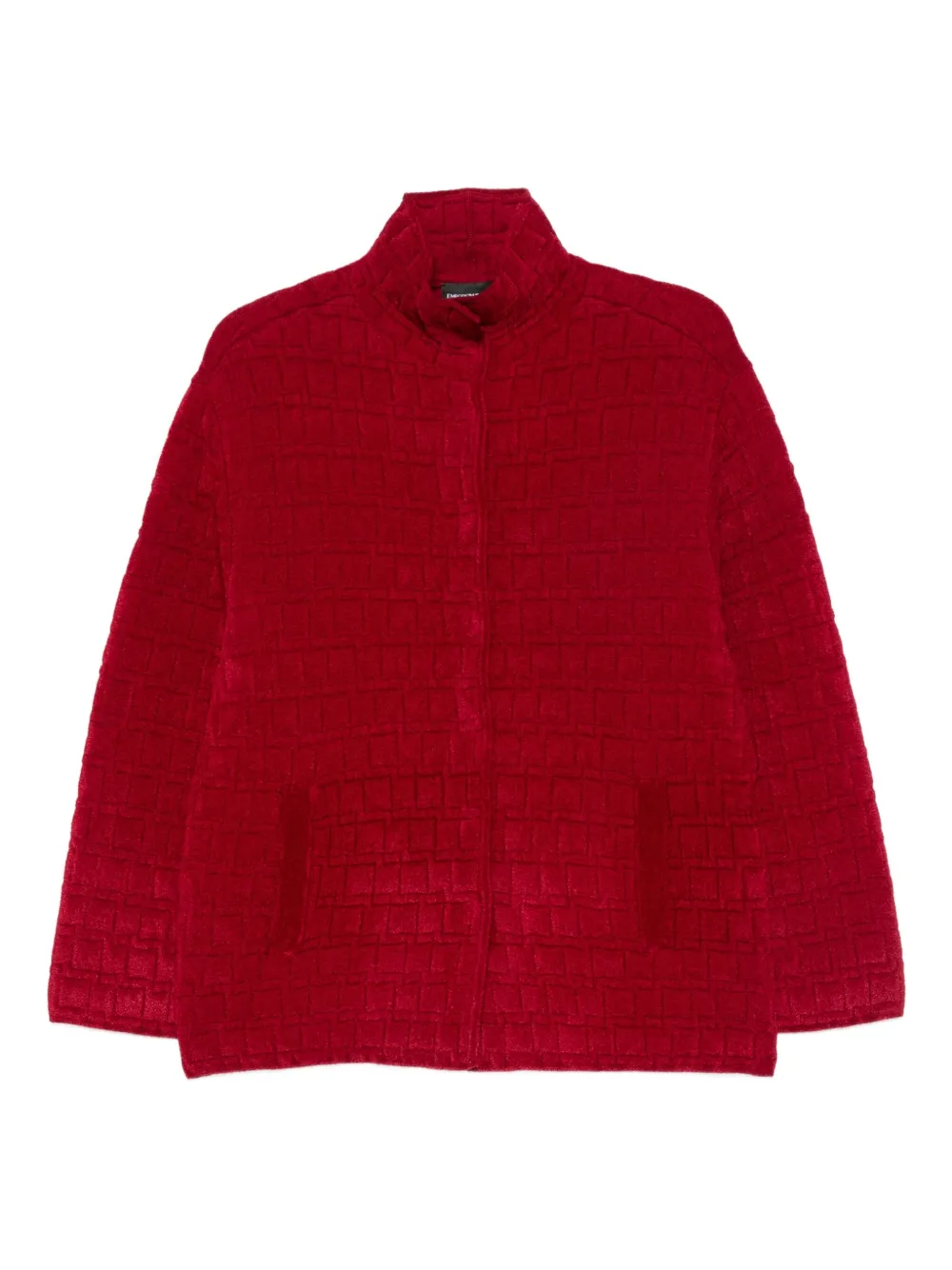 Emporio Armani Embossed Jacquard Chenille Jacket In Red