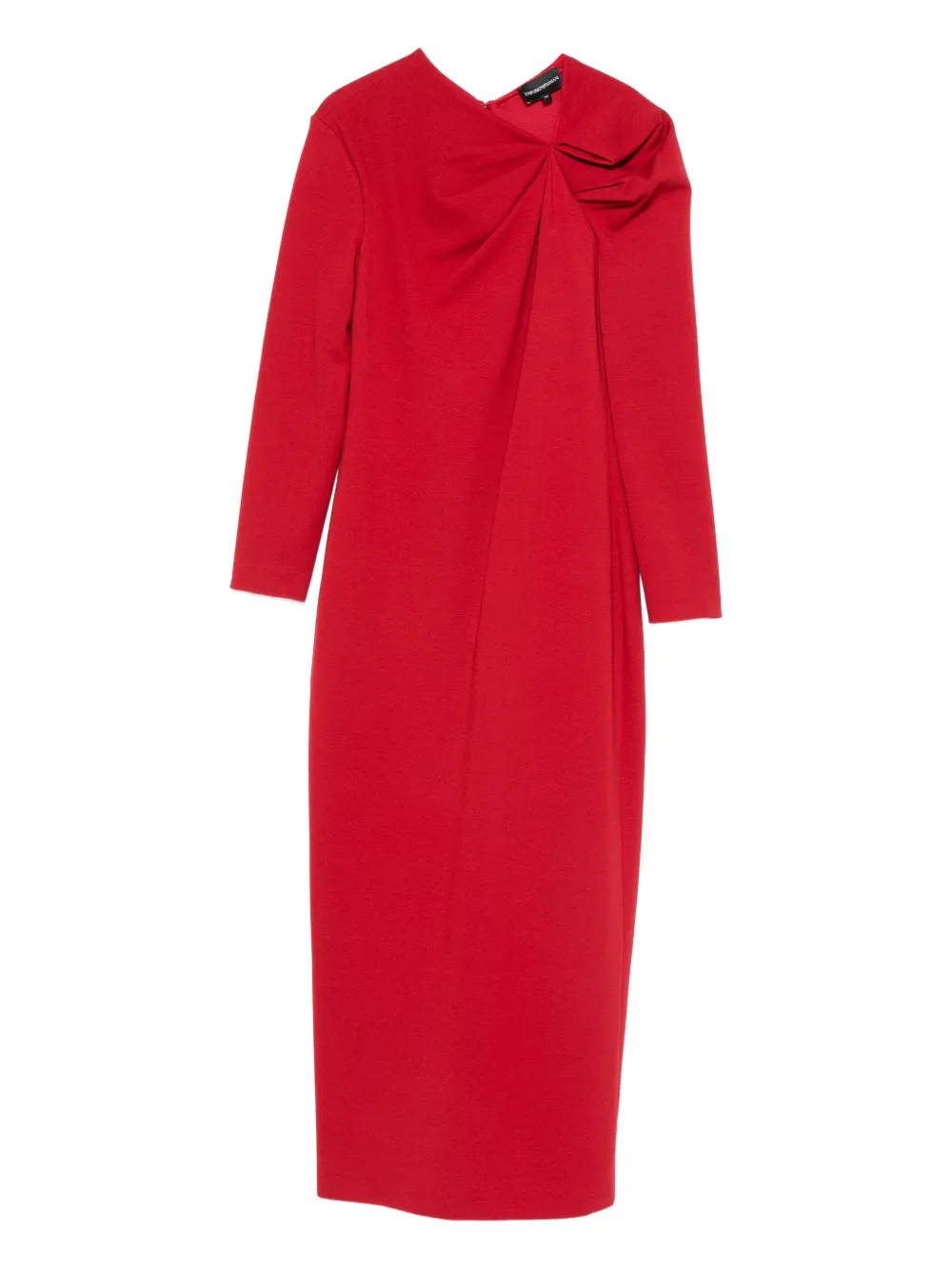 Emporio Armani Asymmetric Neckline Long Sleeve Midi Dress In Red