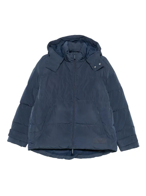 Emporio Armani Padded Hooded Coat in Blue