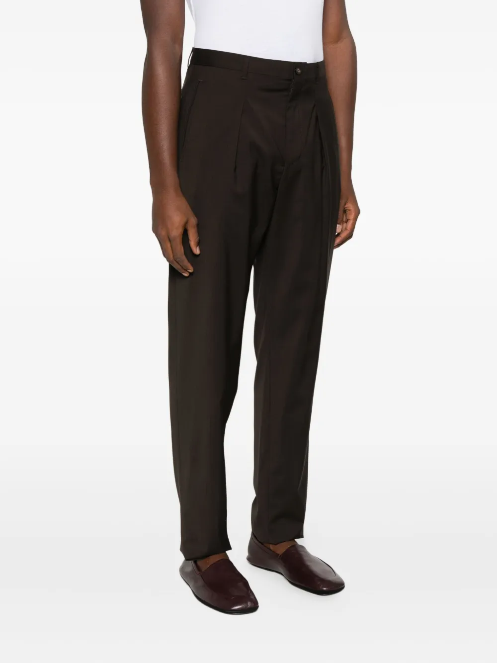 Emporio Armani Broek met geplooid detail Bruin