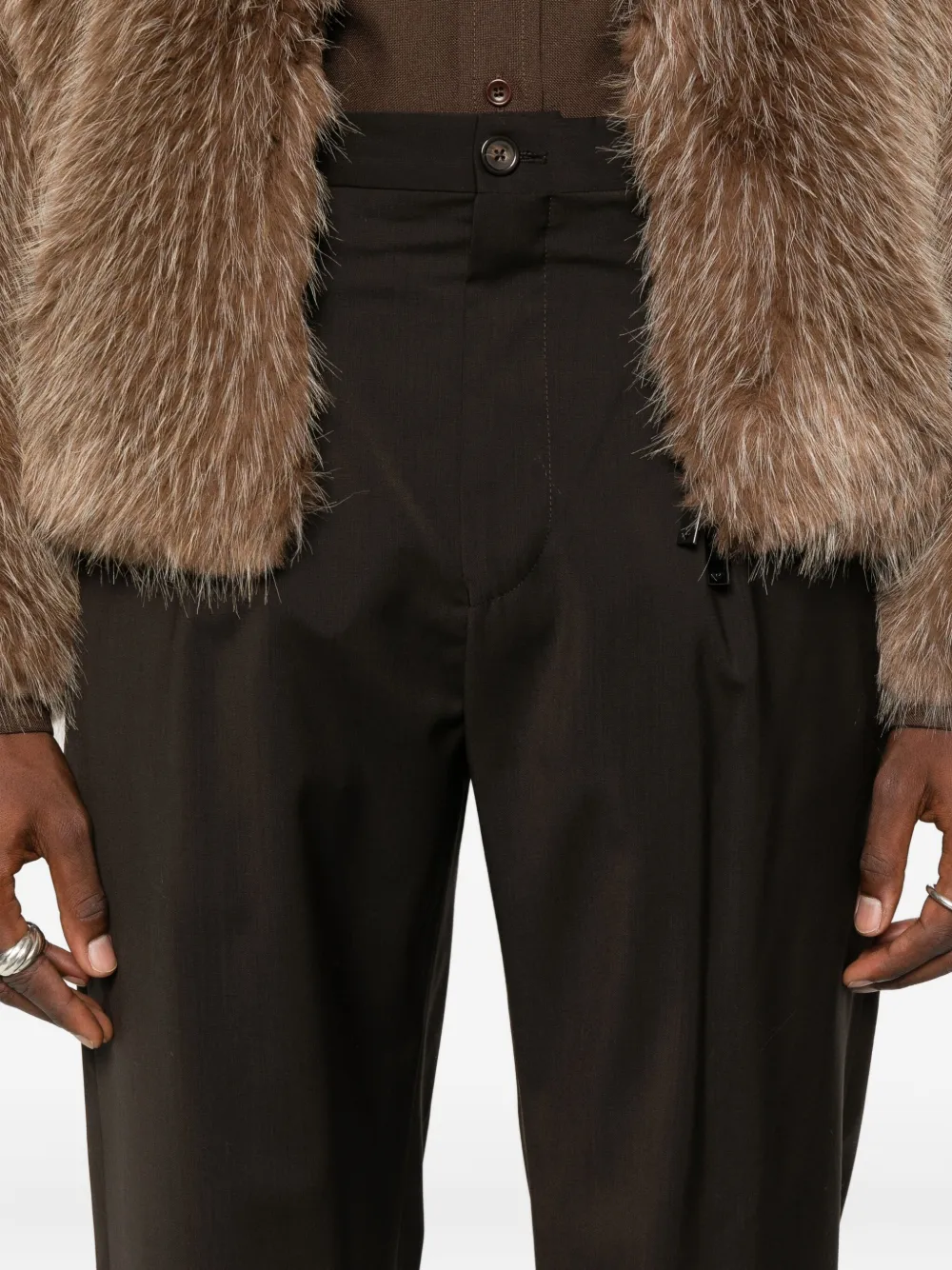 Emporio Armani Broek met geplooid detail Bruin