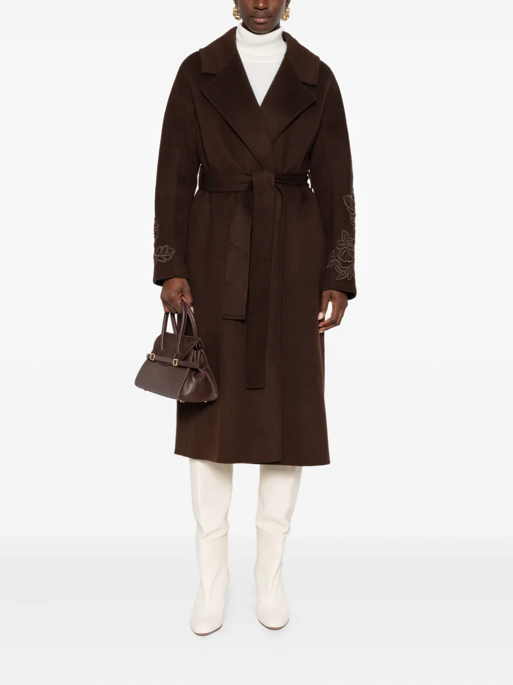 ERMANNO FIRENZE  floral-embroidery belted coat | Double Breasted & Peacoats | Image 2
