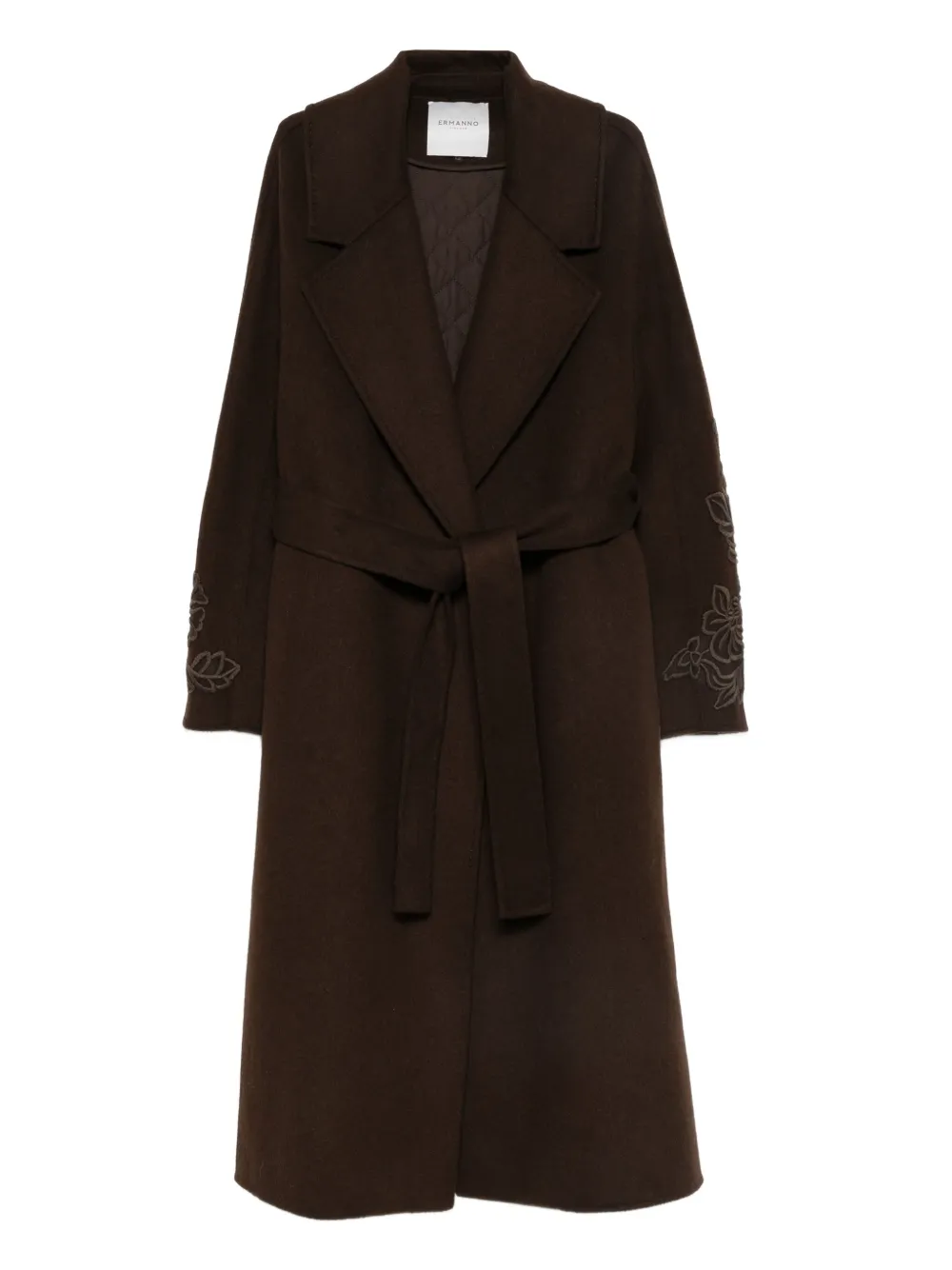 ERMANNO FIRENZE  floral-embroidery belted coat | Brown | Image 1