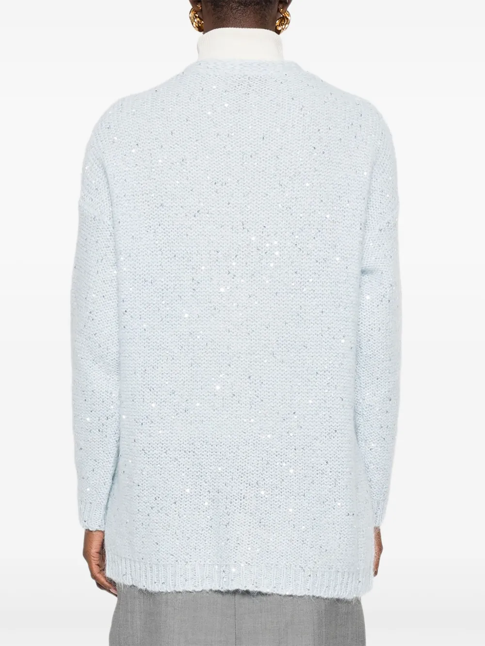 ERMANNO FIRENZE Kabelgebreid vest met pailletten Blauw