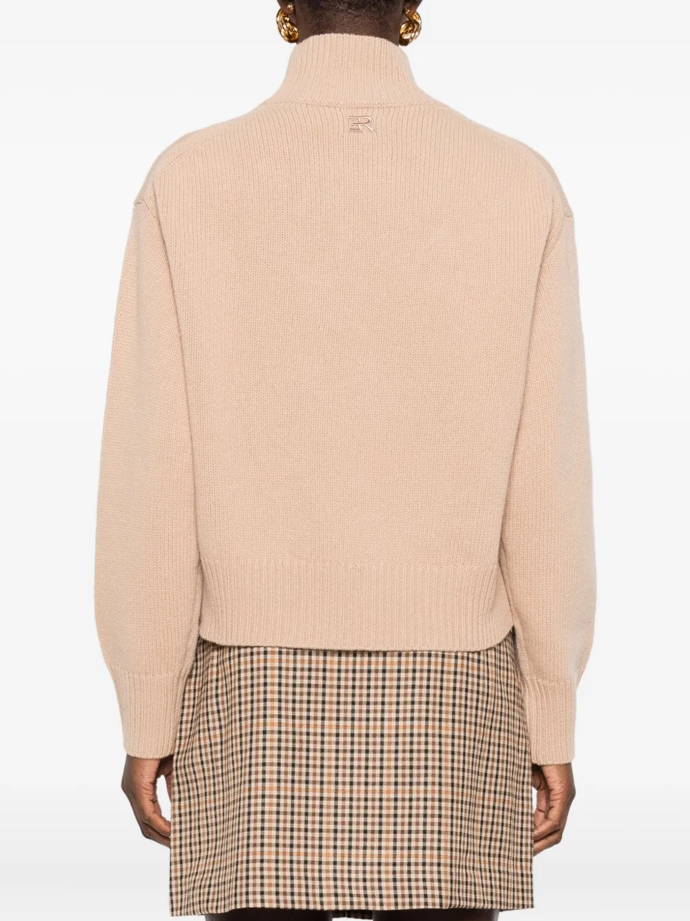 ERMANNO FIRENZE Trui met hoge hals en bloemdetail Bruin