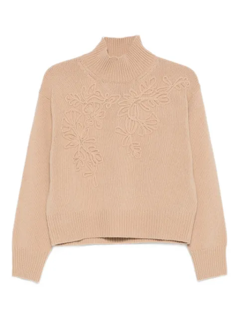 ERMANNO FIRENZE  suéter con cuello de tortuga y detalle floral