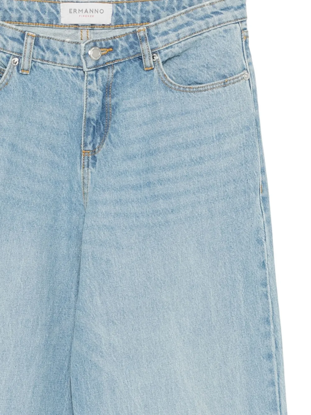 Ermanno Firenze Wide-leg Trousers With Belt Loops And Pockets In Blue