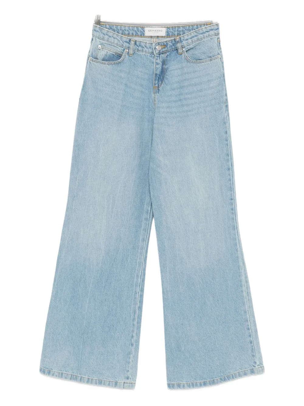 Ermanno Firenze Wide-leg Trousers With Belt Loops And Pockets In Blue