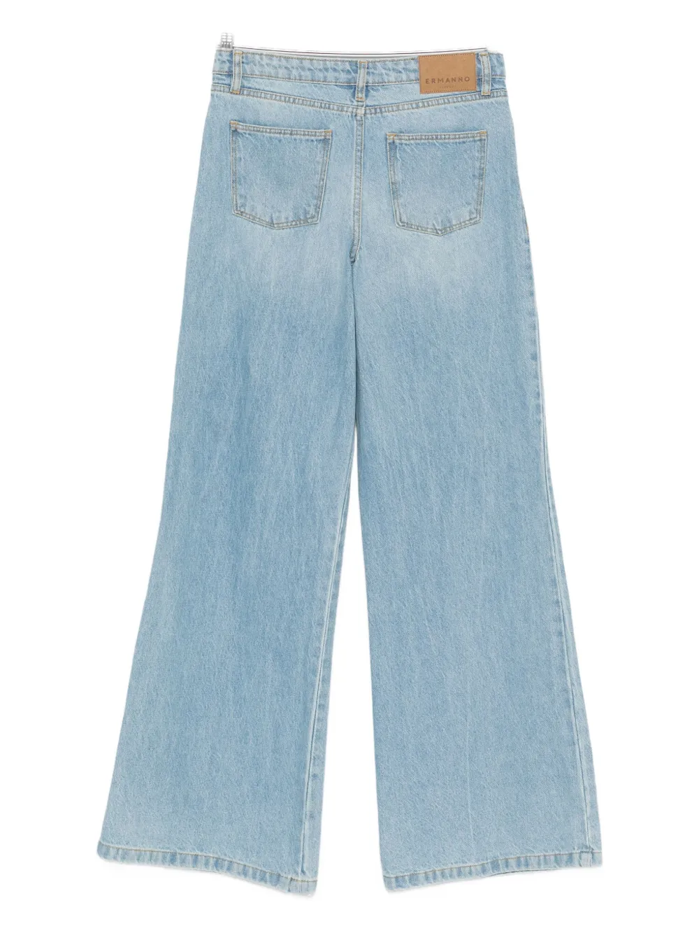 Ermanno Firenze Wide-leg Trousers With Belt Loops And Pockets In Blue