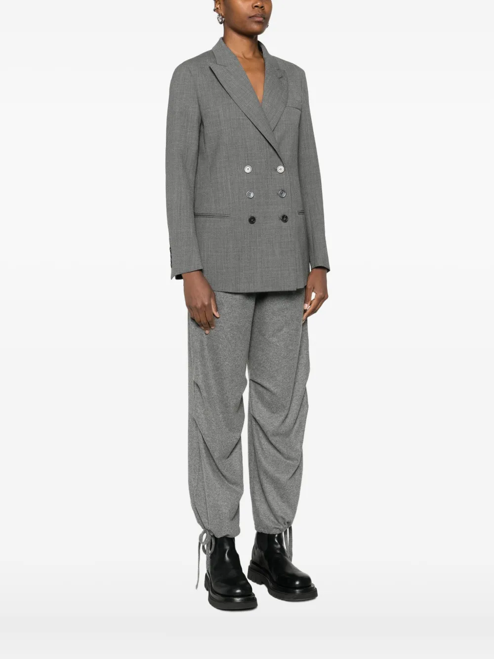 Emporio Armani Double-breasted Blazer In Gray