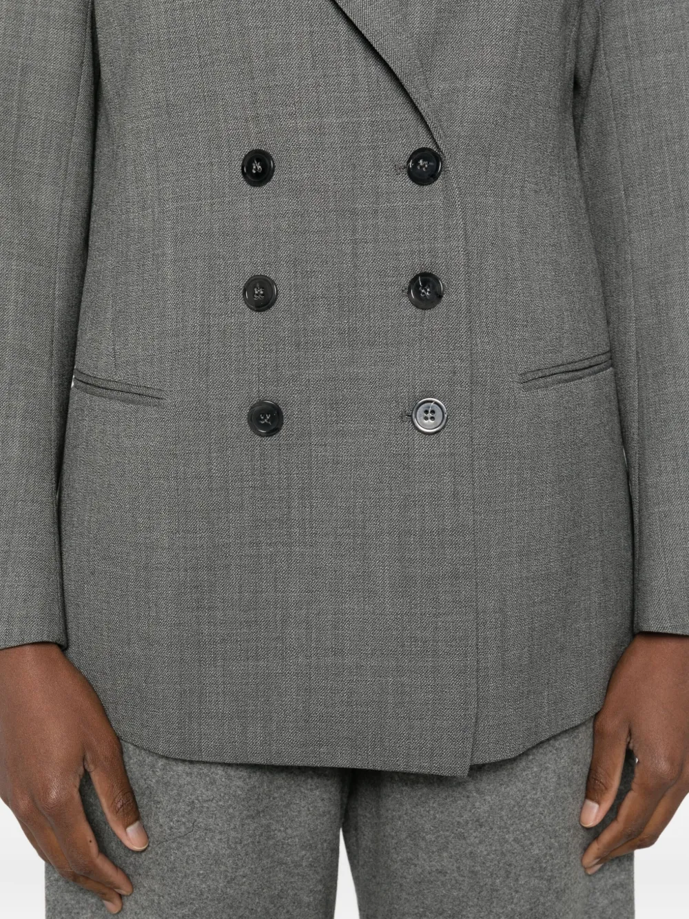 Emporio Armani Double-breasted Blazer In Gray