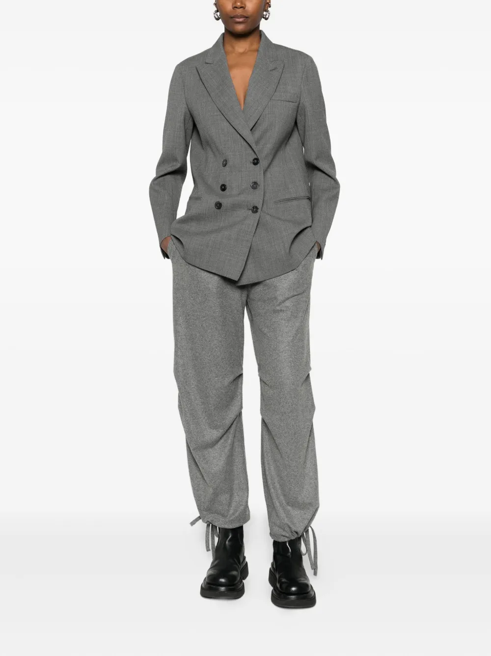 Emporio Armani Double-breasted Blazer In Gray