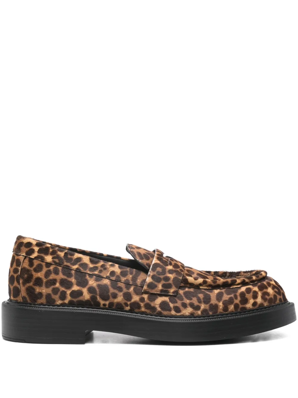 Emporio Armani animal-print leather loafers | Brown | Image 1