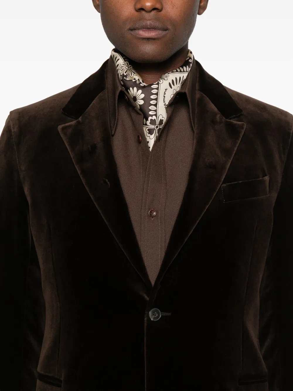 Emporio Armani Fluwelen blazer met enkele rij knopen Zwart