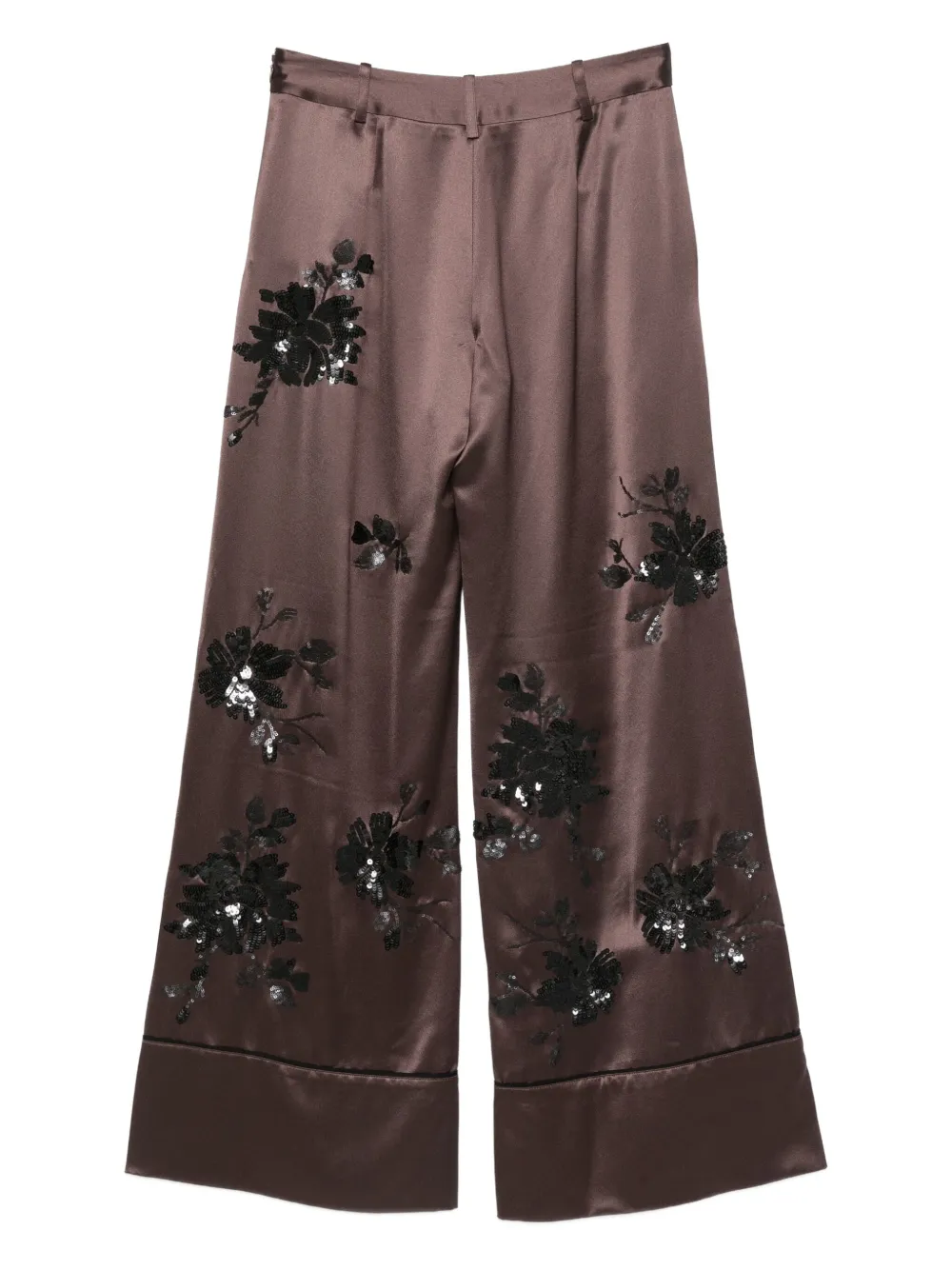 ERMANNO FIRENZE floral-embroidered pants - Bruin