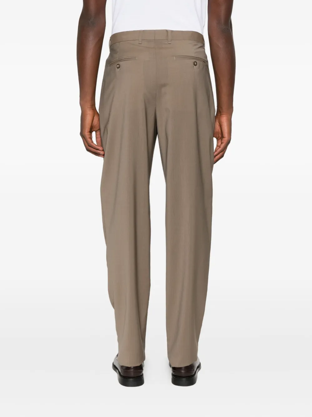 Emporio Armani Straight Trousers With Pleated Design And Pockets In Gray