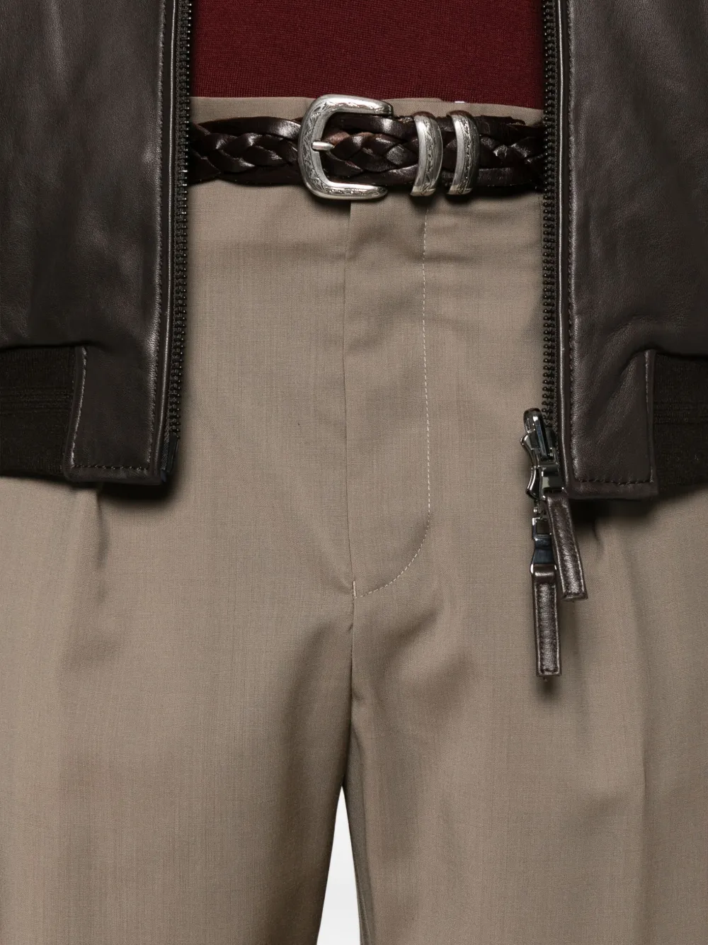 Emporio Armani Straight Trousers With Pleated Design And Pockets In Gray