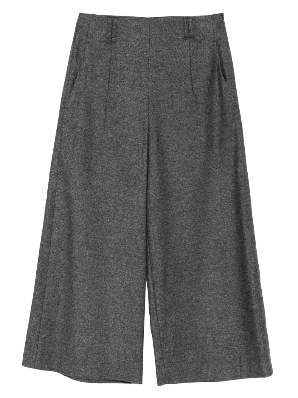 Emporio Armani Wide-leg Trousers With Front Pleats And Pockets In Gray