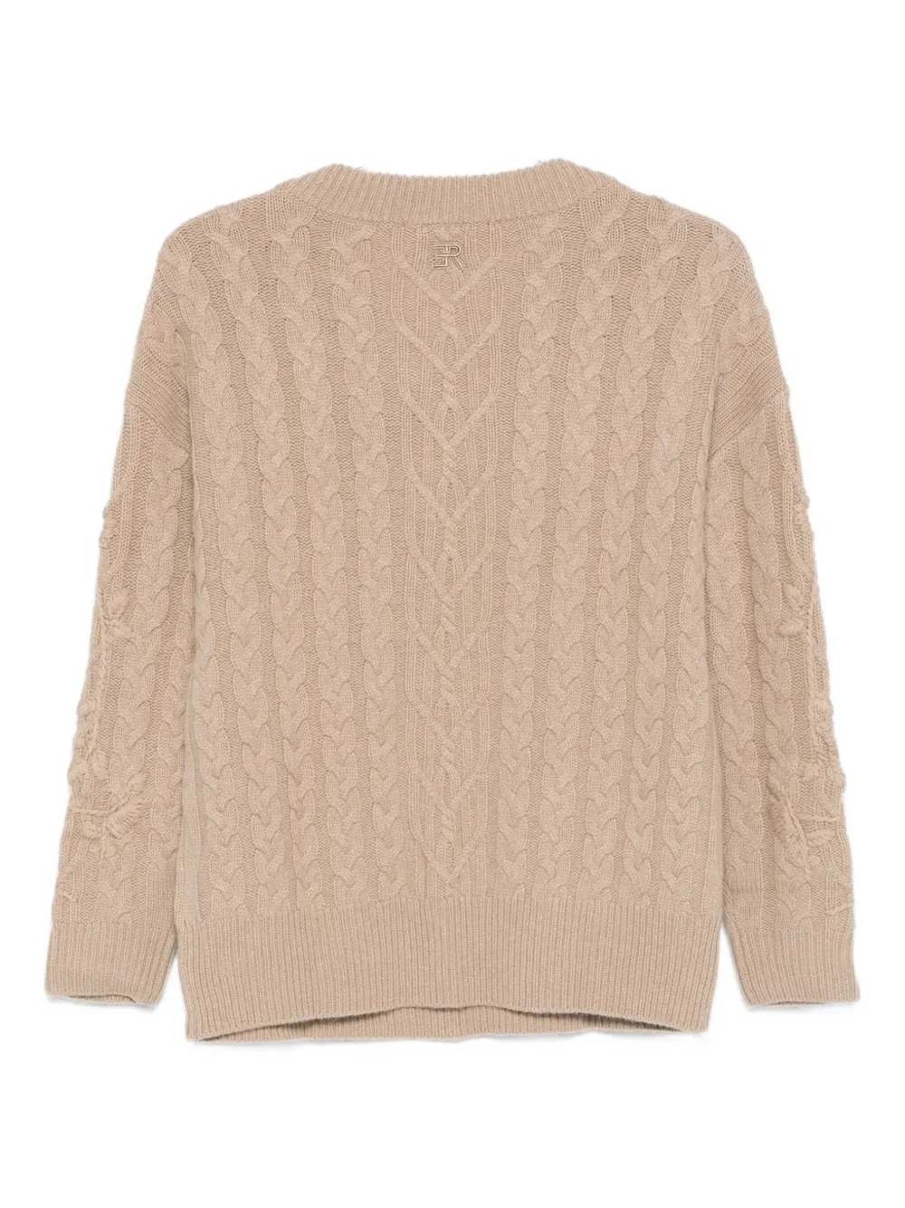 Ermanno Firenze Floral-pattern Cable-knit Sweater In Brown