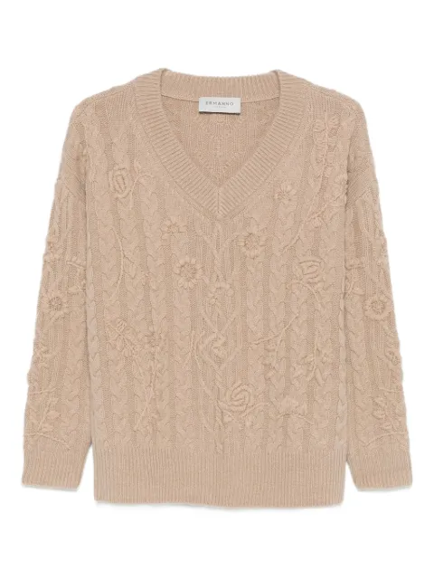ERMANNO FIRENZE  floral-pattern cable-knit sweater