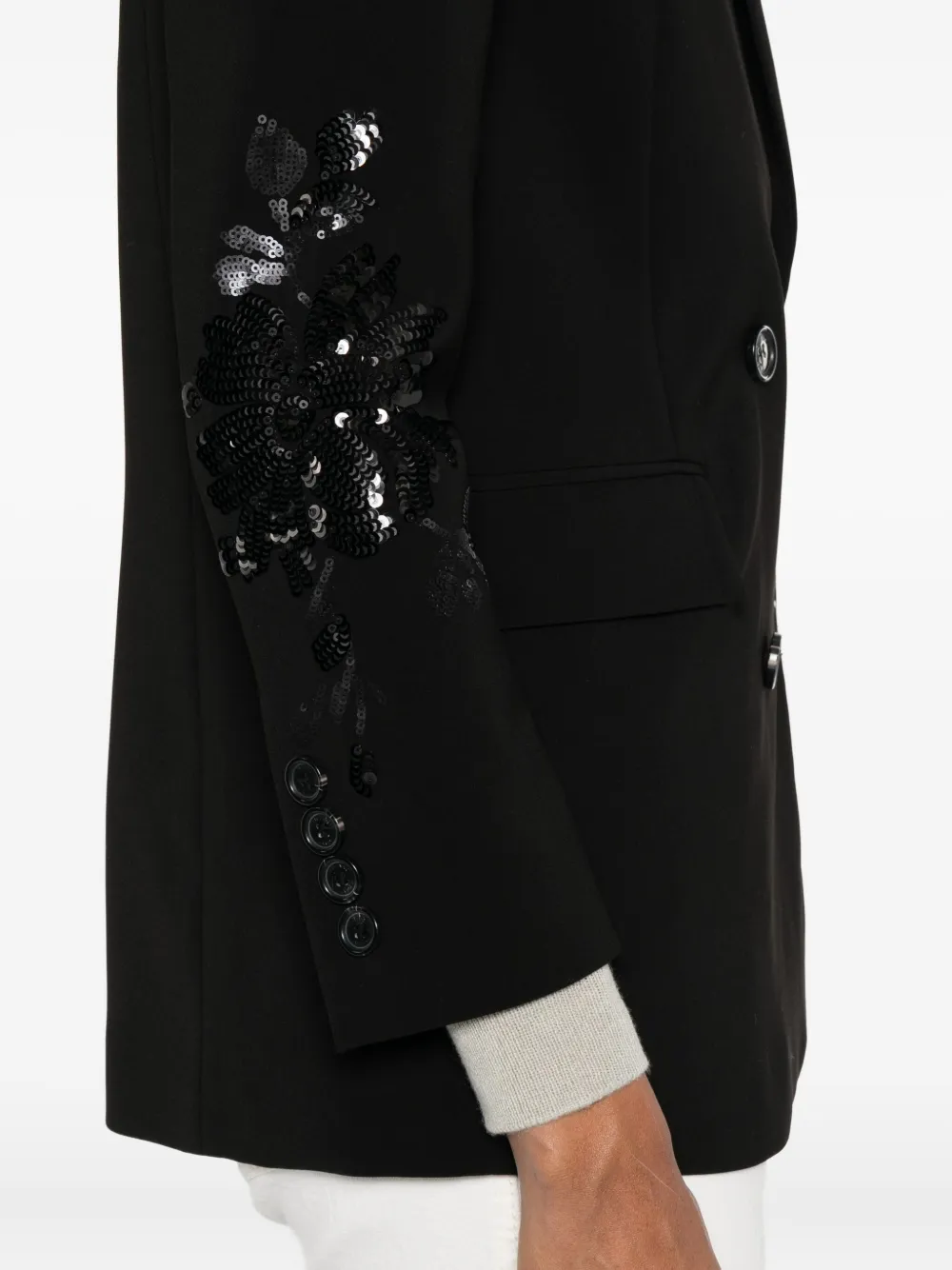 Ermanno Firenze Sequin-embellished Double-breasted Jacket In Black
