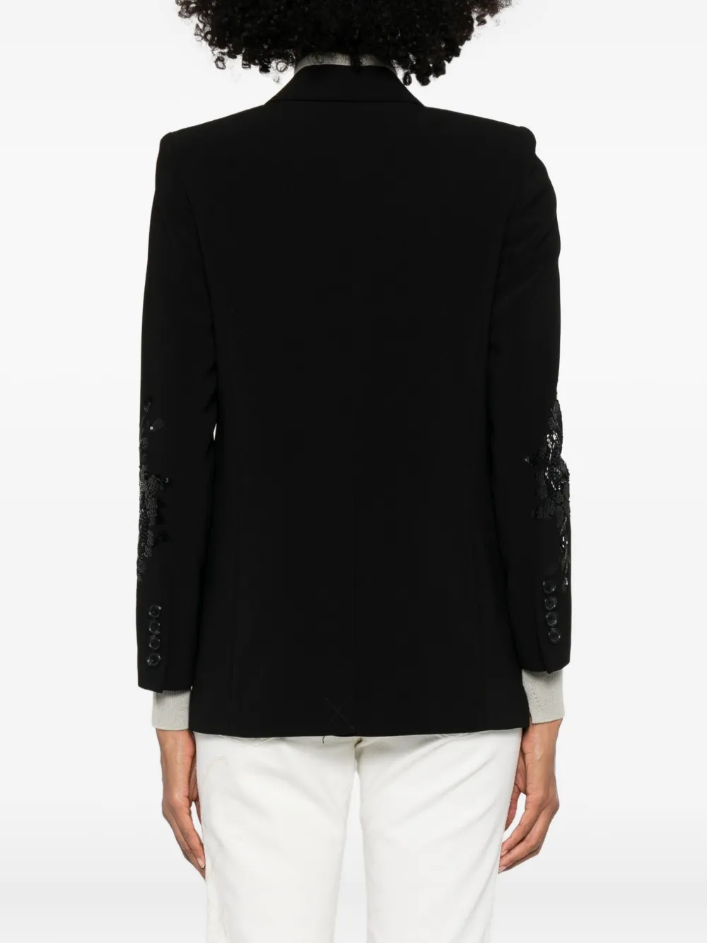 Ermanno Firenze Sequin-embellished Double-breasted Jacket In Black