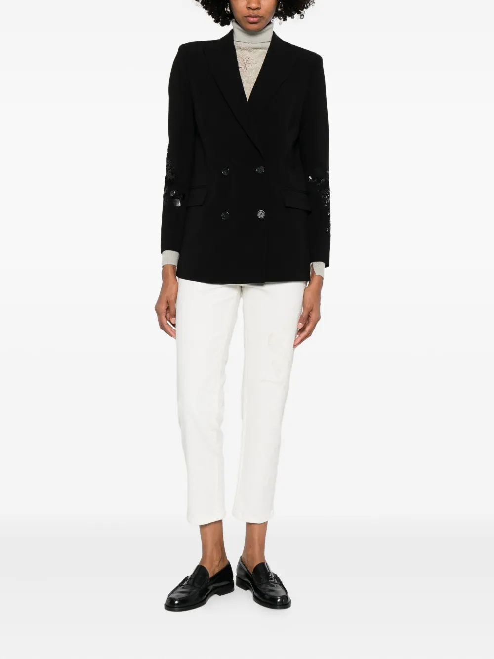 ERMANNO FIRENZE  sequin-embellished double-breasted jacket | Blazers | Image 2