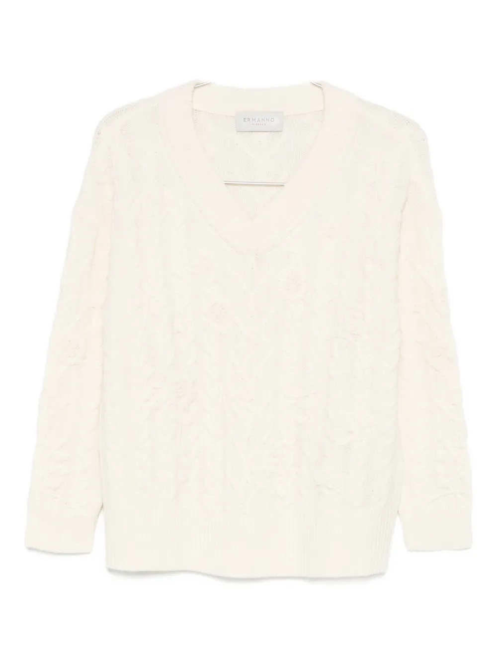 Ermanno Firenze V-neck Floral-pattern Sweater In White