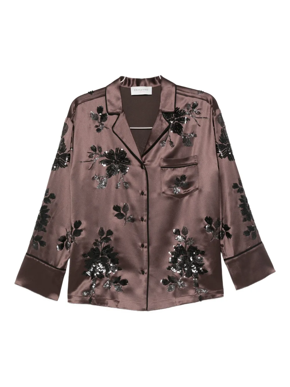Ermanno Firenze Sequin-embellished Shirt In Brown