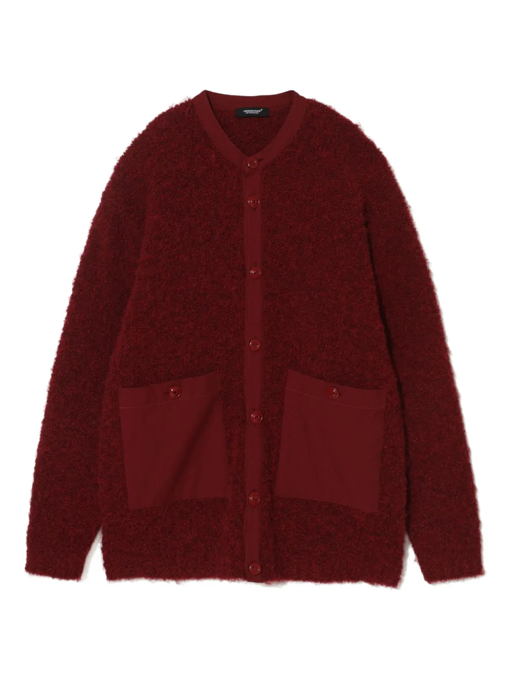 Undercover round-neck patch-pocket cardigan - レッド Undercover round-neck patch-pocket cardigan - レッド