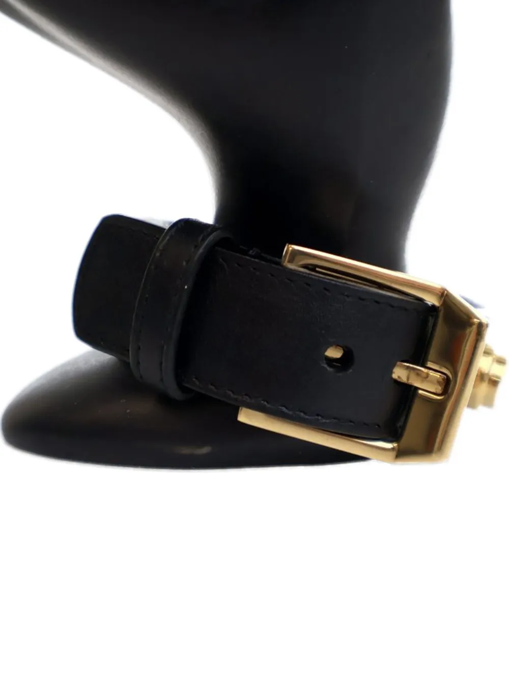 Pre-owned Saint Laurent 2010-2025 Calfskin Studded De Force Bracelet Costume Bracelet In Black