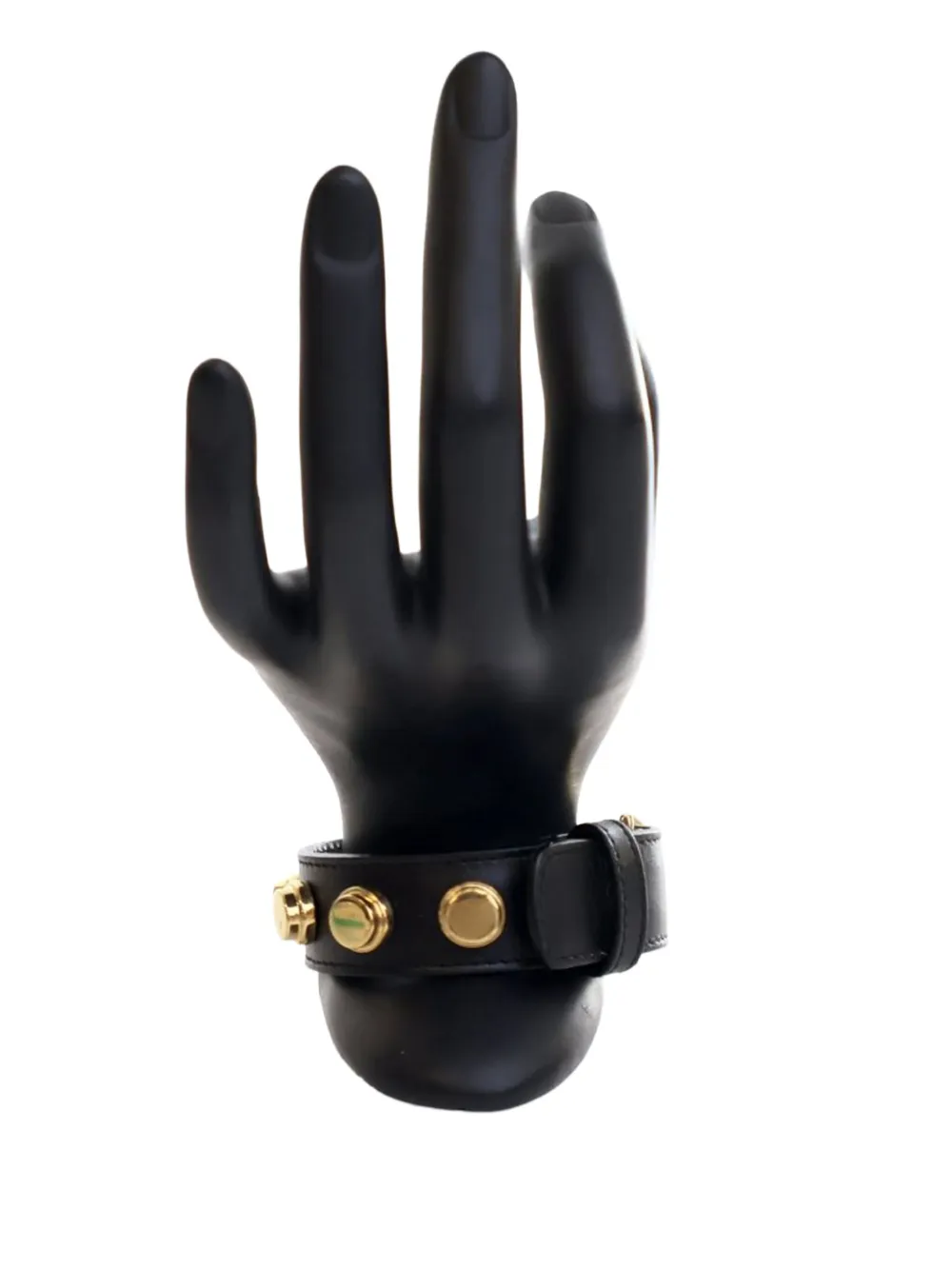 Pre-owned Saint Laurent 2010-2025 Calfskin Studded De Force Bracelet Costume Bracelet In Black
