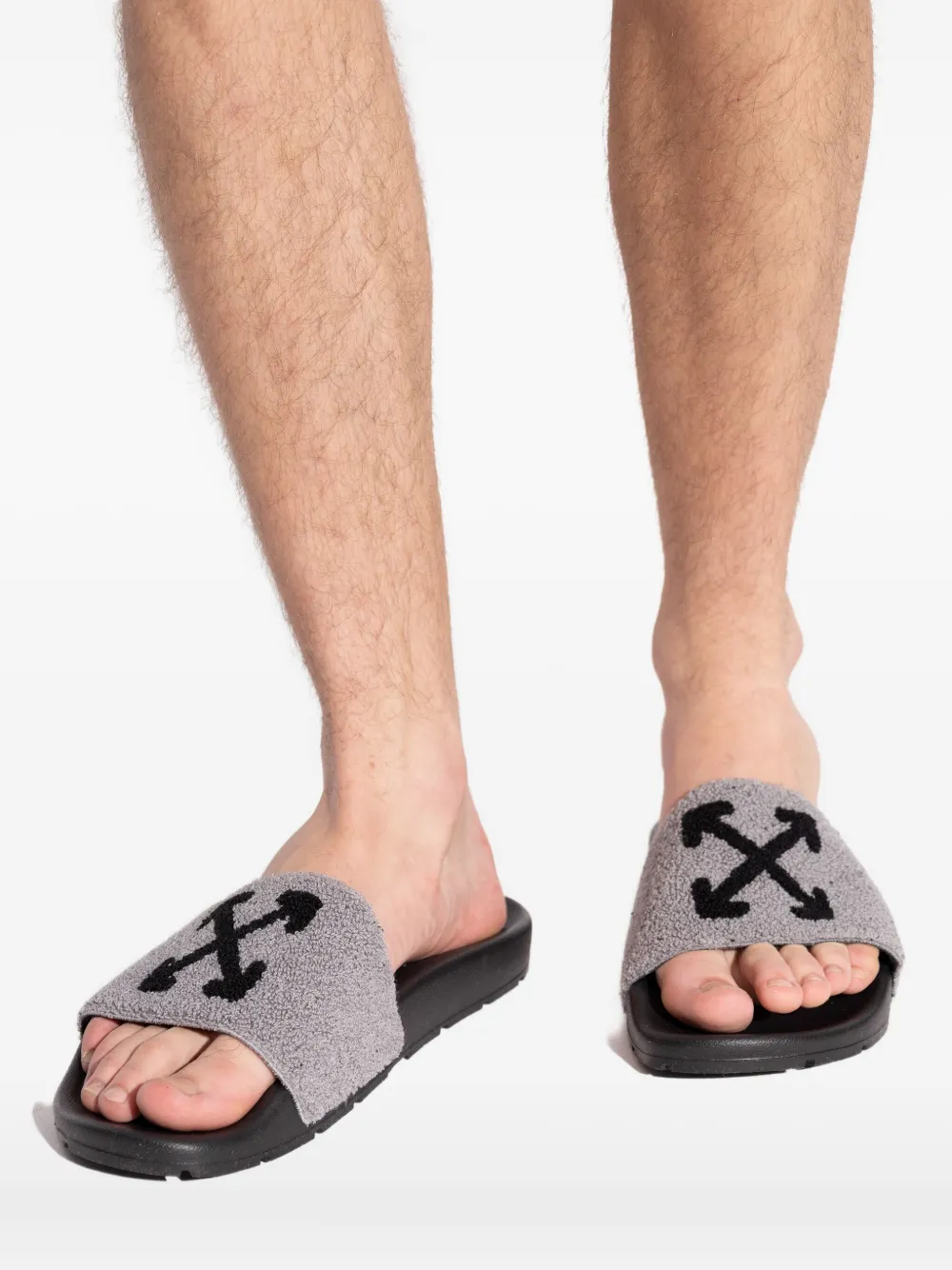 Off-White arrow terry slides Grijs