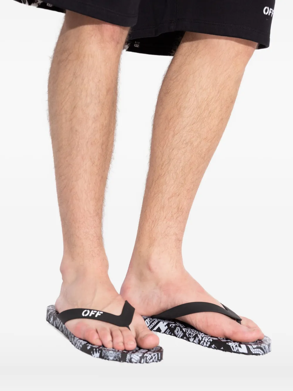 Off-white Logo-print Flip-flops In Black