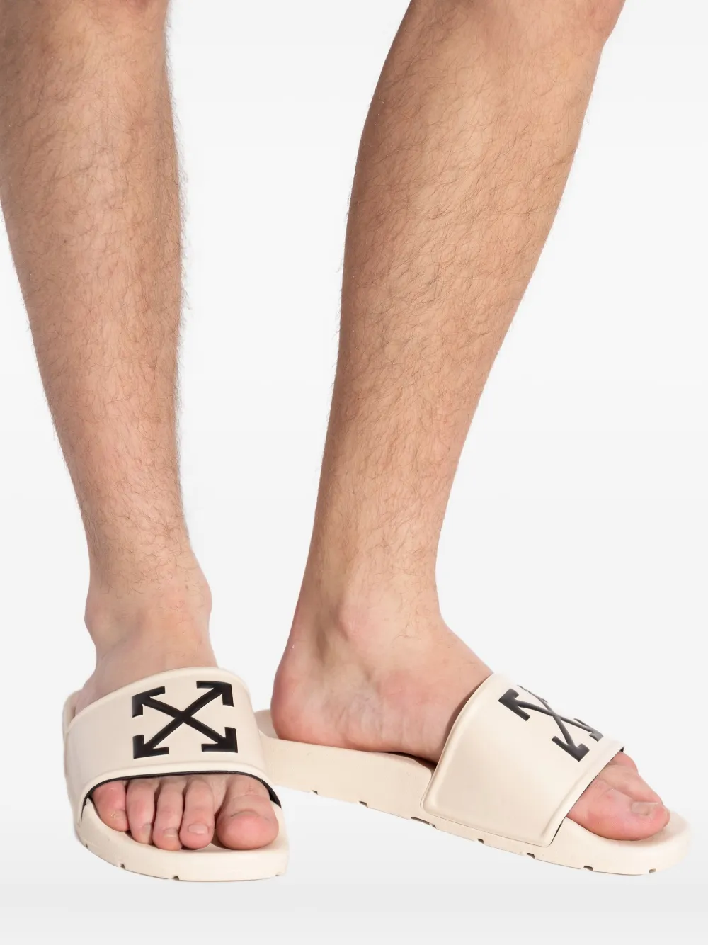 Off-white Arrow Detail Slides In Neutral