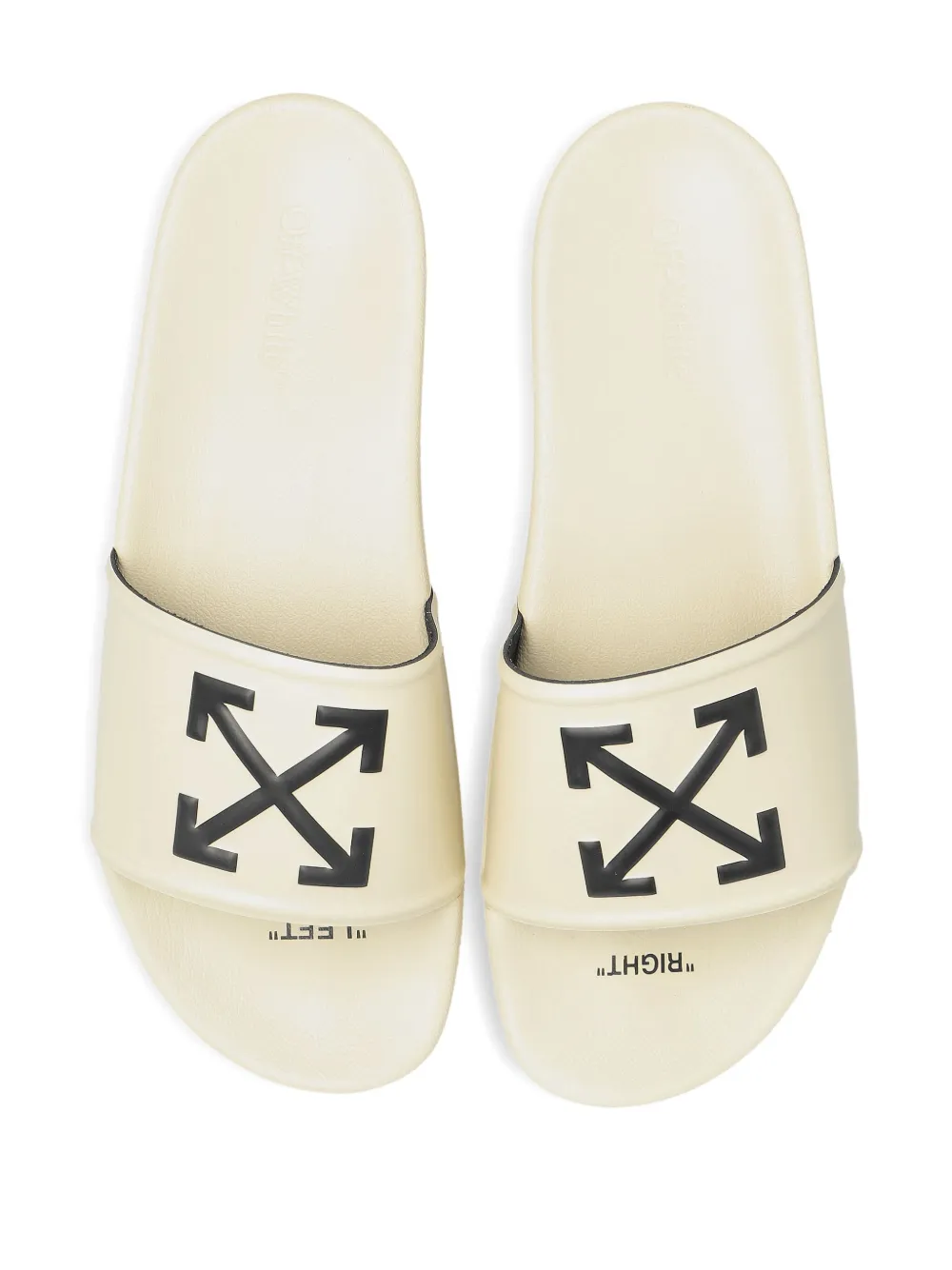 Off-white Arrow Detail Slides In Neutral