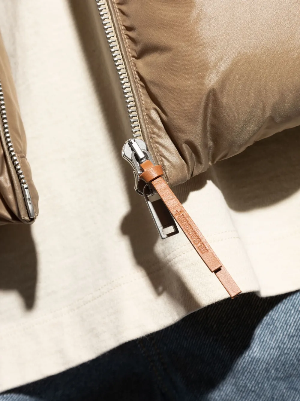 Jil Sander Zip Puffer Jacket In Brown